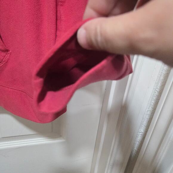 L.L. Bean Pink Fleece Pullover Sweatshirt V-Neck Size Small - Picture 8 of 9